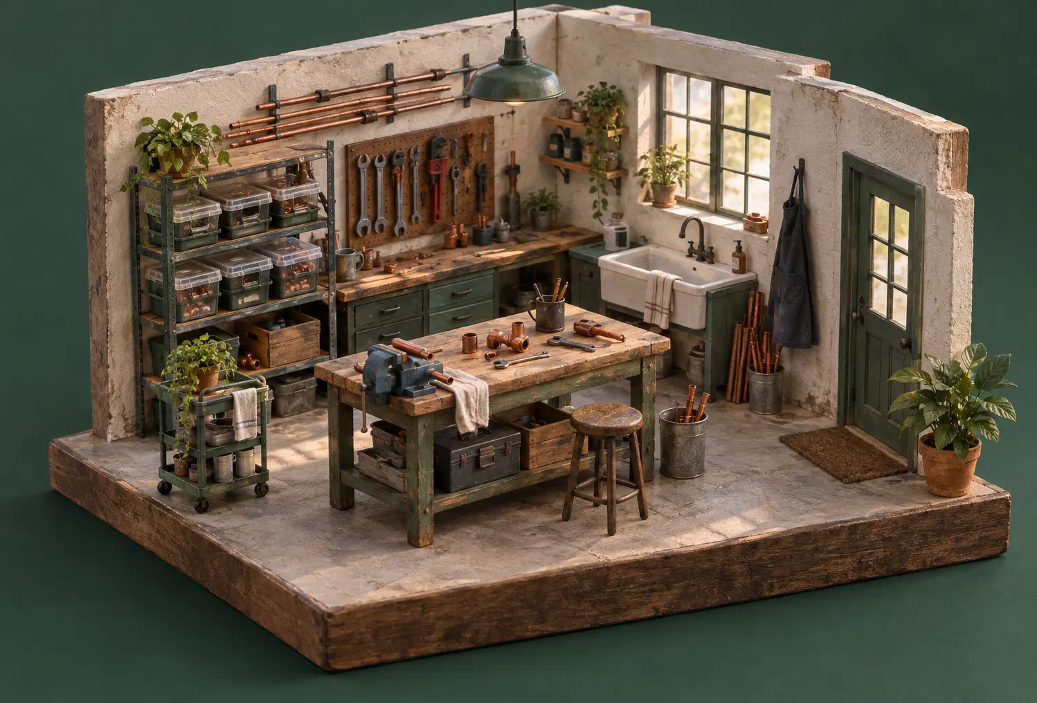 Illustration of plumbing businesses and their working space